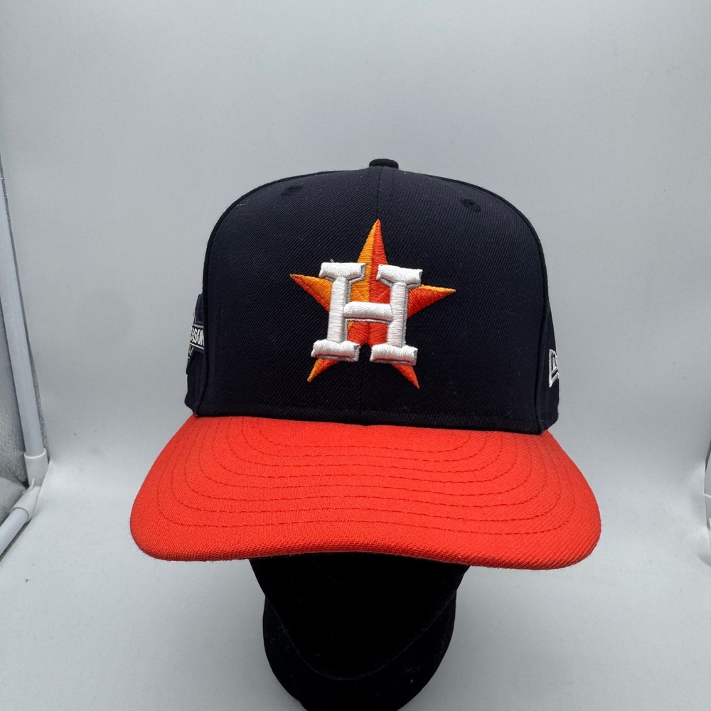 New Era Houston Astros 2023‎ Postseason Fitted Baseball Cap 7 1/4 Black Orange
